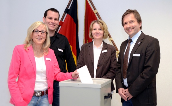 Haben für die Wahlen alle Hände voll zu tun (v.l.): Ursula Eckardt, Simon Herr, Michaele Noll und Norbert Huder                                                                                                