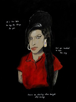 Mit „Amy, eine Sternschnuppe“ erinnert Bernd Baldus an die Soul-Sängerin Amy Winehouse. Inspiriert wurden Bild und Titel von einem Textauszug aus dem Song „Shooting Star" von Bob Dylan. 